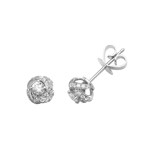 4 Prong Round White Gold Rose Diamond Earrings