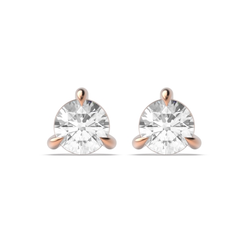 3 Prong Round Rose Gold Lustre Diamond Earrings