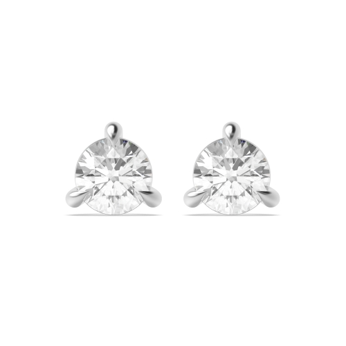 3 Prong Round Lustre Stud Diamond Earrings
