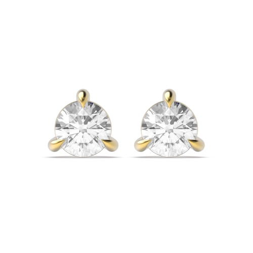 3 Prong Round Yellow Gold Lustre Diamond Earrings