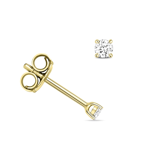 4 Prong Round Yellow Gold Spark Stud Diamond Earrings