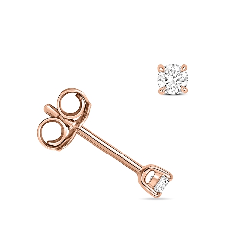 4 Prong Round Rose Gold Glow Stud Diamond Earrings