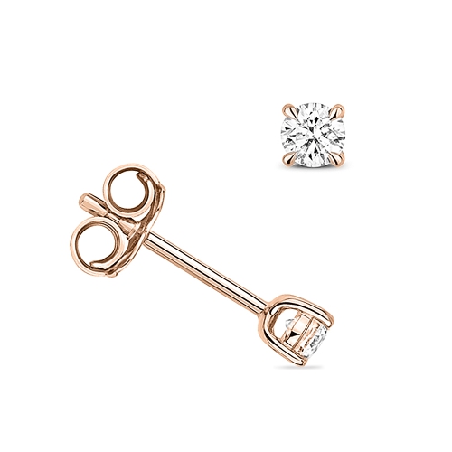 4 Prong Round Rose Gold Dazzle Stud Diamond Earrings
