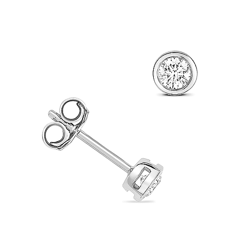Bezel Setting Round Glint Stud Diamond Earrings
