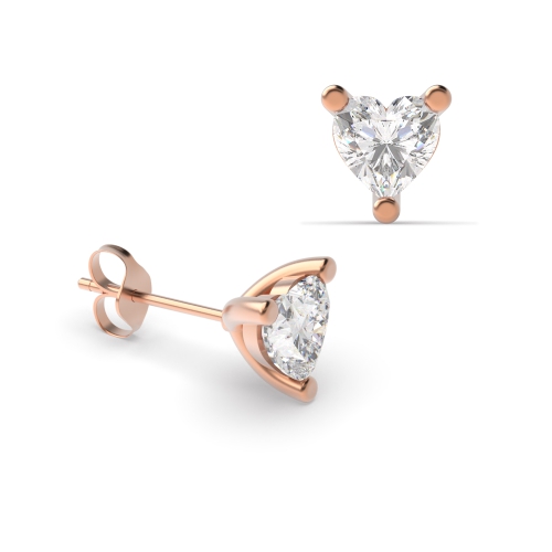 Prong Heart Rose Gold Luminous Diamond Earrings