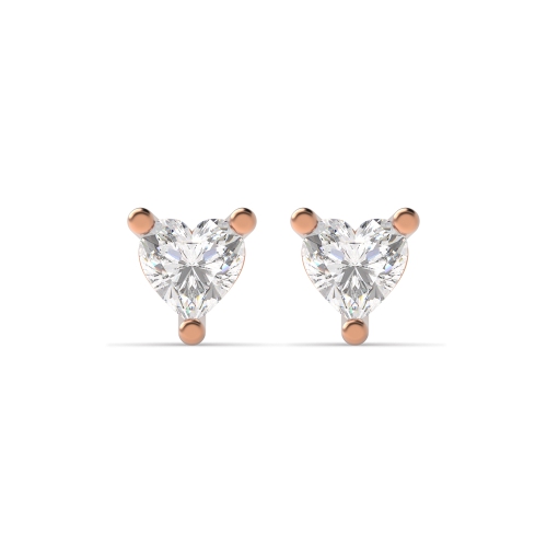 Prong Heart Rose Gold Luminous Diamond Earrings