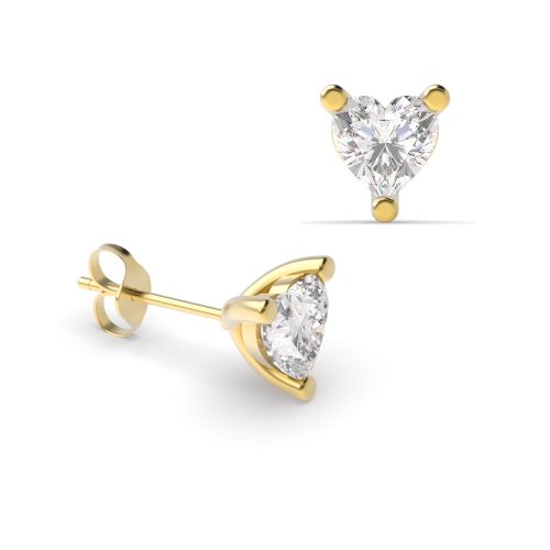 Prong Heart Yellow Gold Luminous Diamond Earrings