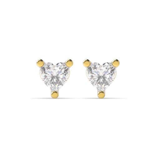 Prong Heart Yellow Gold Luminous Diamond Earrings
