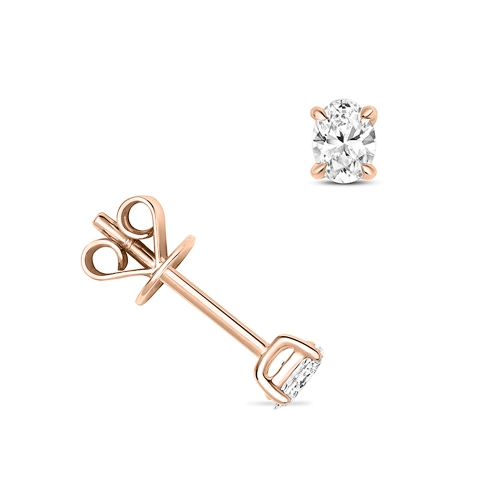 4 Prong Oval Rose Gold Twilight Stud Diamond Earrings