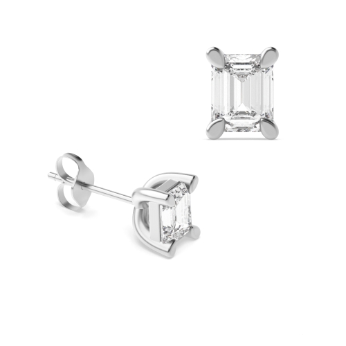 Buy Prong Setting Emerald Shape Diamond Stud Earring - Abelini