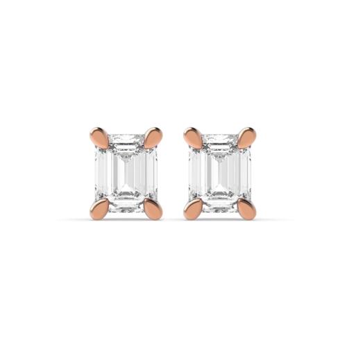 4 Prong Emerald Rose Gold Sheen Diamond Earrings