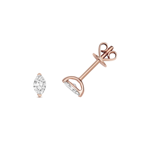 Channel Setting Marquise Rose Gold Bright Stud Diamond Earrings