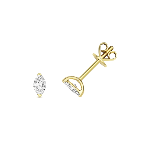 Channel Setting Marquise Yellow Gold Bright Stud Diamond Earrings