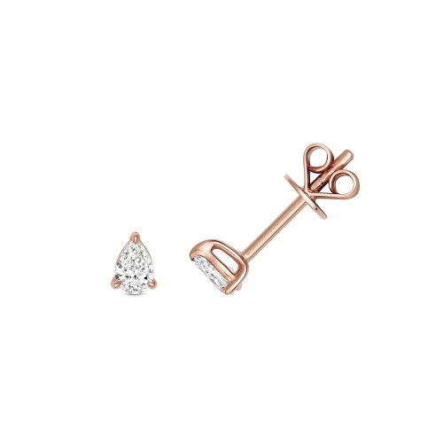Prong Pear Rose Gold Nexusorbit Stud Diamond Earrings