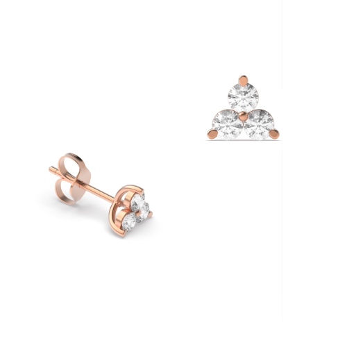 3 Prong Round Rose Gold Shimmer Diamond Earrings