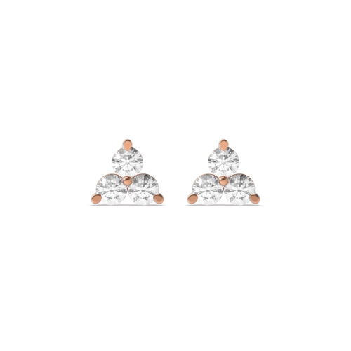 3 Prong Round Rose Gold Shimmer Diamond Earrings