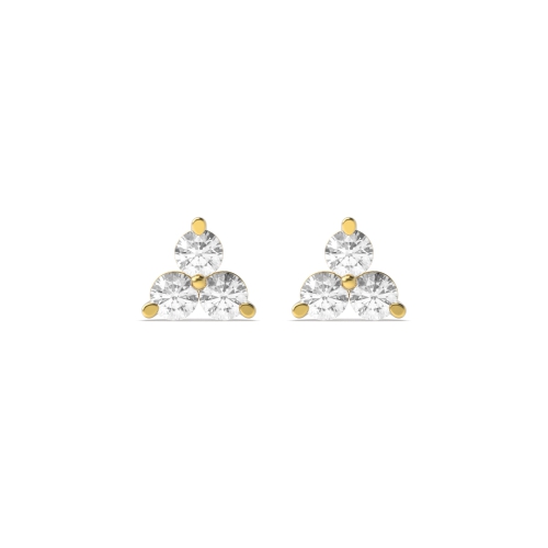 3 Prong Round Yellow Gold Shimmer Diamond Earrings