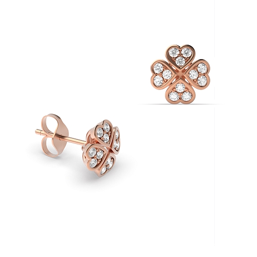 6 Prong Round Rose Gold Shine Diamond Earrings