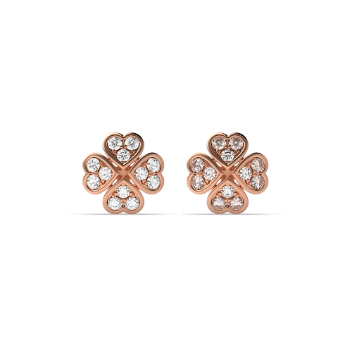 6 Prong Round Rose Gold Shine Diamond Earrings