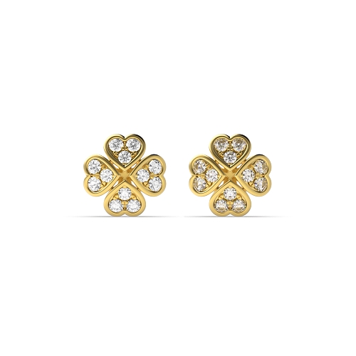 6 Prong Round Yellow Gold Shine Diamond Earrings