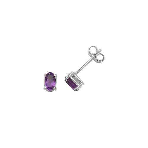 4 Prong Oval Gemstone Diamond Earrings