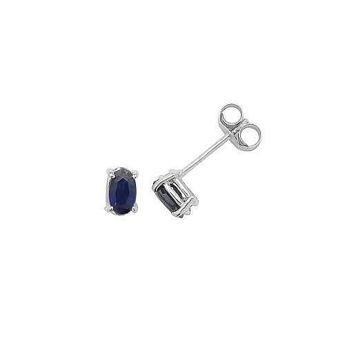 4 Prong Oval Illume Blue Sapphire Diamond Earrings