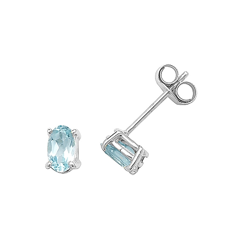 4 Prong Oval Illume Blue Topaz Diamond Earrings