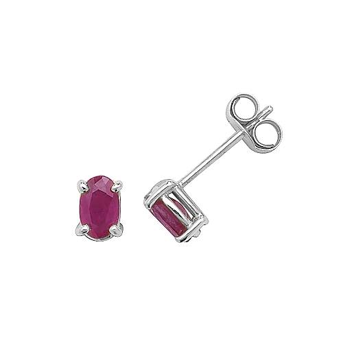 4 Prong Oval Illume Ruby Diamond Earrings