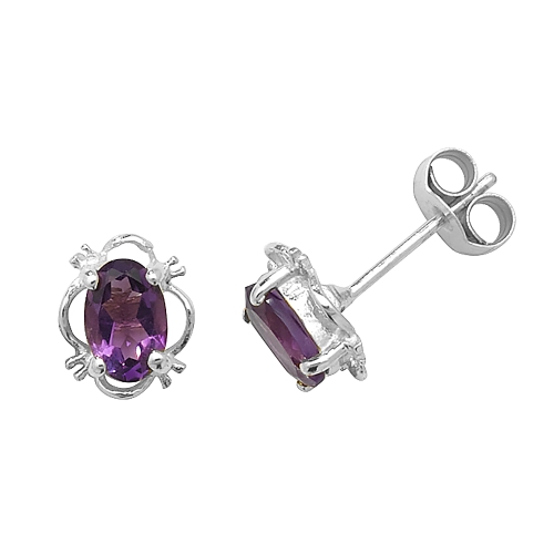 4 Prong Oval White Gold Glint Diamond Earrings