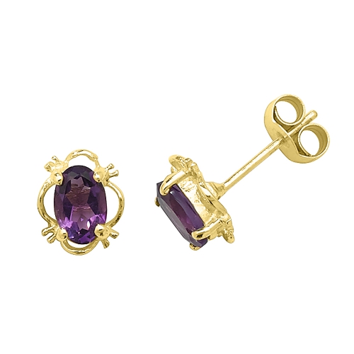 4 Prong Oval Yellow Gold Glint Diamond Earrings