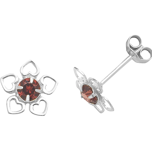 4 prong vintage flower design gemstone earring