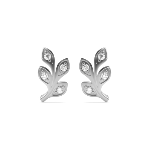 Pave Setting Round Leaf Designer Earrings