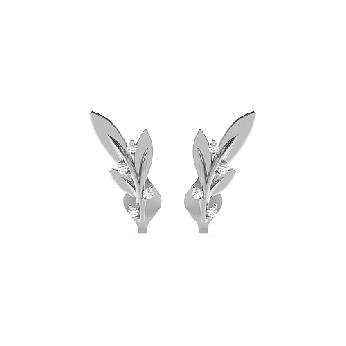 Pave Setting Round Leaf Designer Earrings