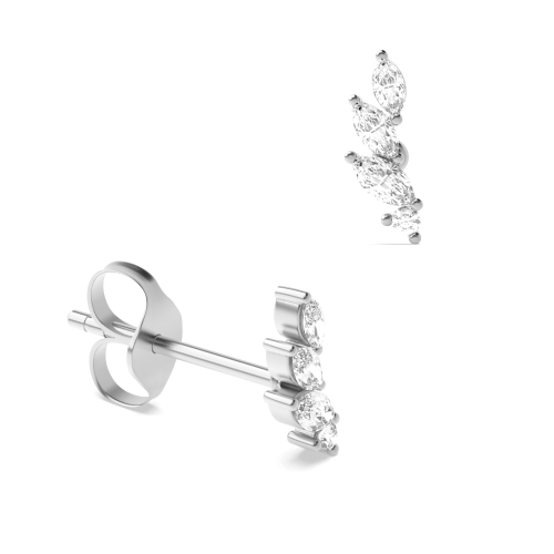 2 Prong setting marquise and round Moissanite designer earrings