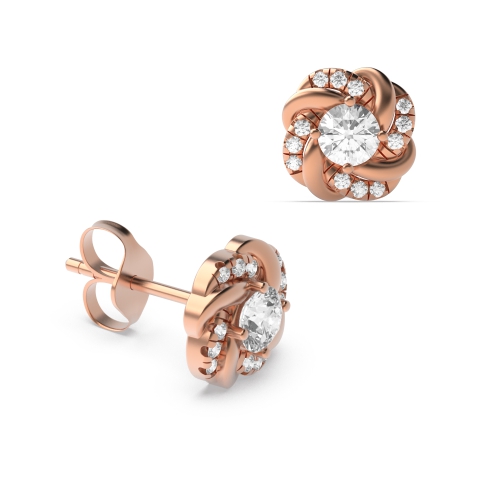 Buy 4 Prong Setting Round Diamond Cluster Earrings - Abelini