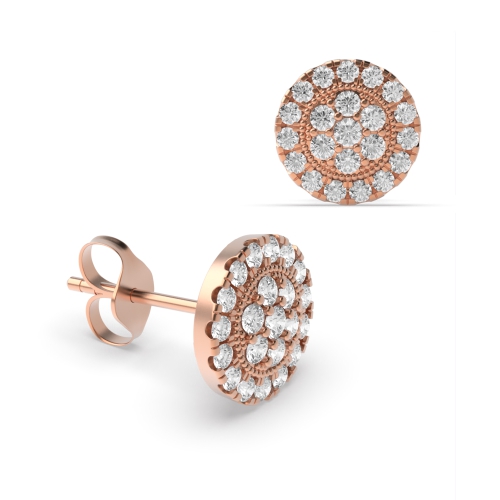 6 Prong Round Rose Gold Scintillate Diamond Earrings