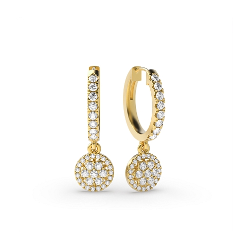 4 Prong Round Yellow Gold Glisten Diamond Earrings