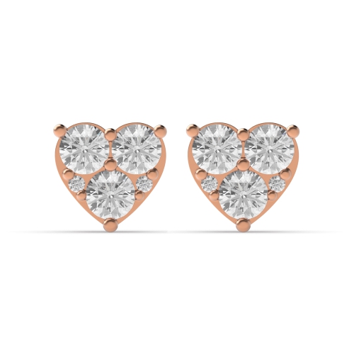3 Prong Round Rose Gold Ray Diamond Earrings