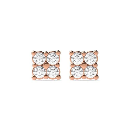 4 Prong Round Rose Gold Casual Stud Diamond Earrings