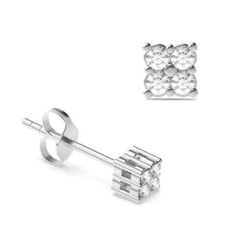 4 Prong Round Platinum Casual Stud Diamond Earrings