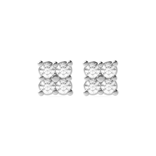 4 Prong Round Platinum Casual Stud Diamond Earrings