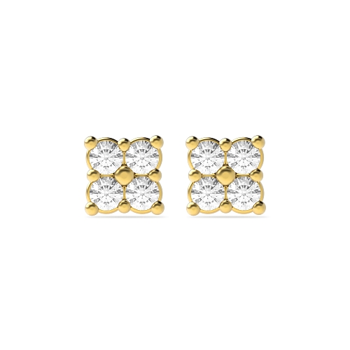 4 Prong Round Yellow Gold Casual Stud Diamond Earrings