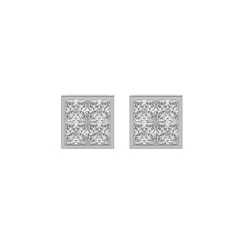 Channel Setting Princess square Stud Earrings