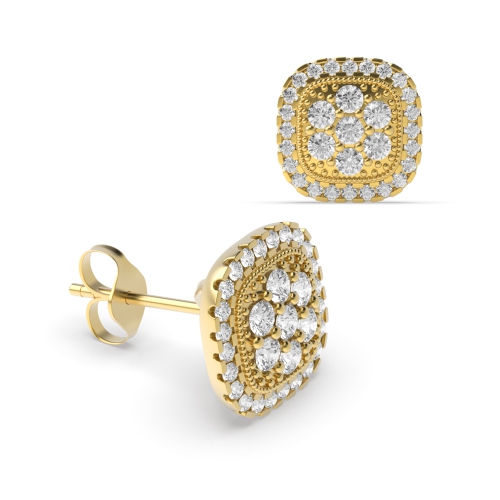 6 Prong Round Yellow Gold Vivid Diamond Earrings