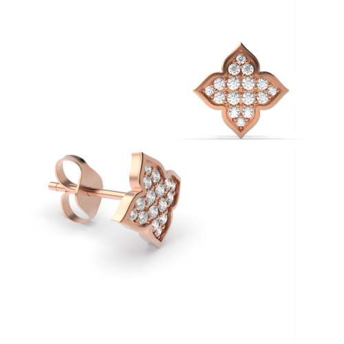 Pave Setting Round Rose Gold Unique star Diamond Earrings