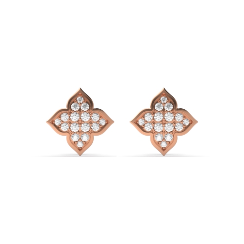 Pave Setting Round Rose Gold Unique star Diamond Earrings