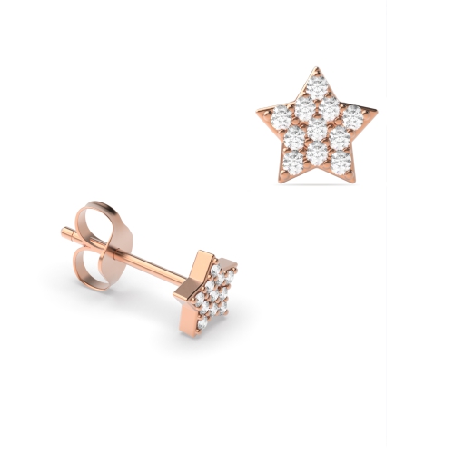 Pave Setting Round Shape Diamond Star Style Cluster Earring
