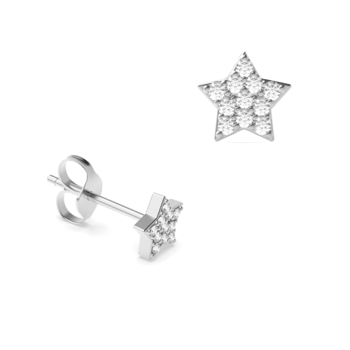 pave setting round shape diamond star style cluster earring