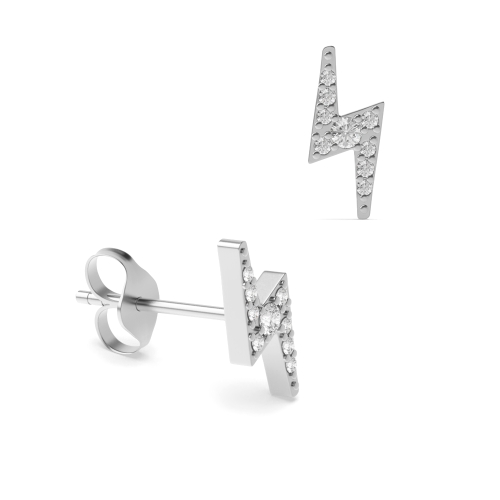 4 prong setting round shape diamond lightning style designer earring