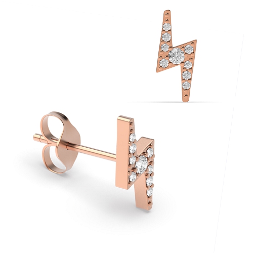 4 Prong Round Rose Gold Lighting style Diamond Earrings
